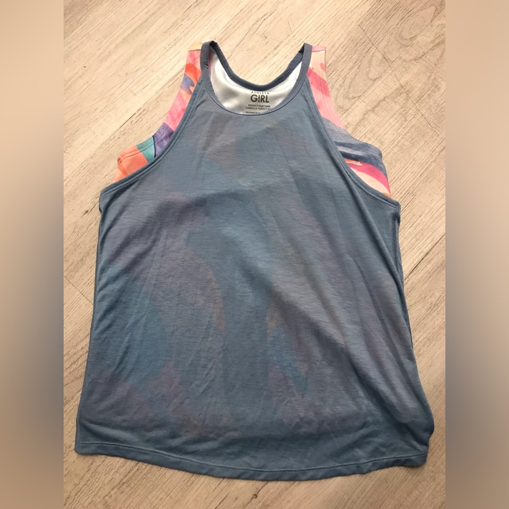 Athleta girl tank Double layer Tank Blue Gray M 8-10